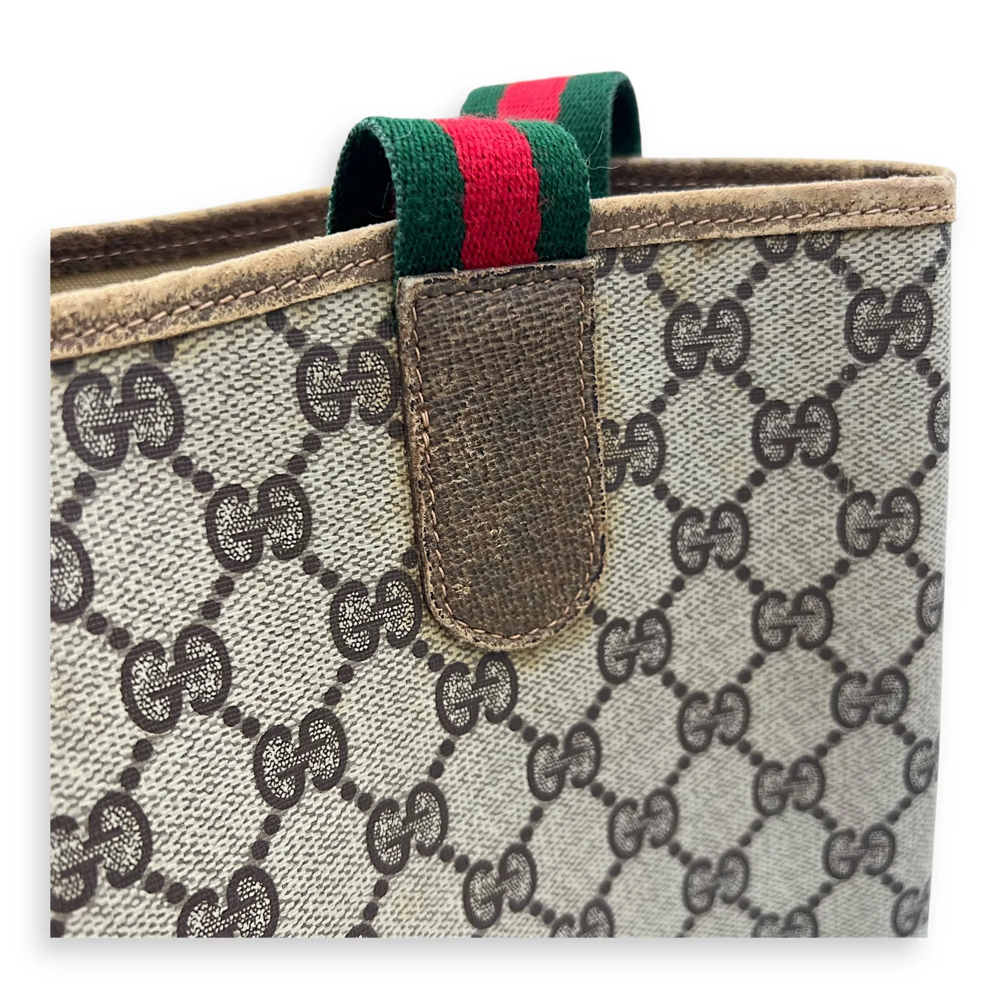 GG Tote Bag Grey in Coated Canvas, Gold hardware