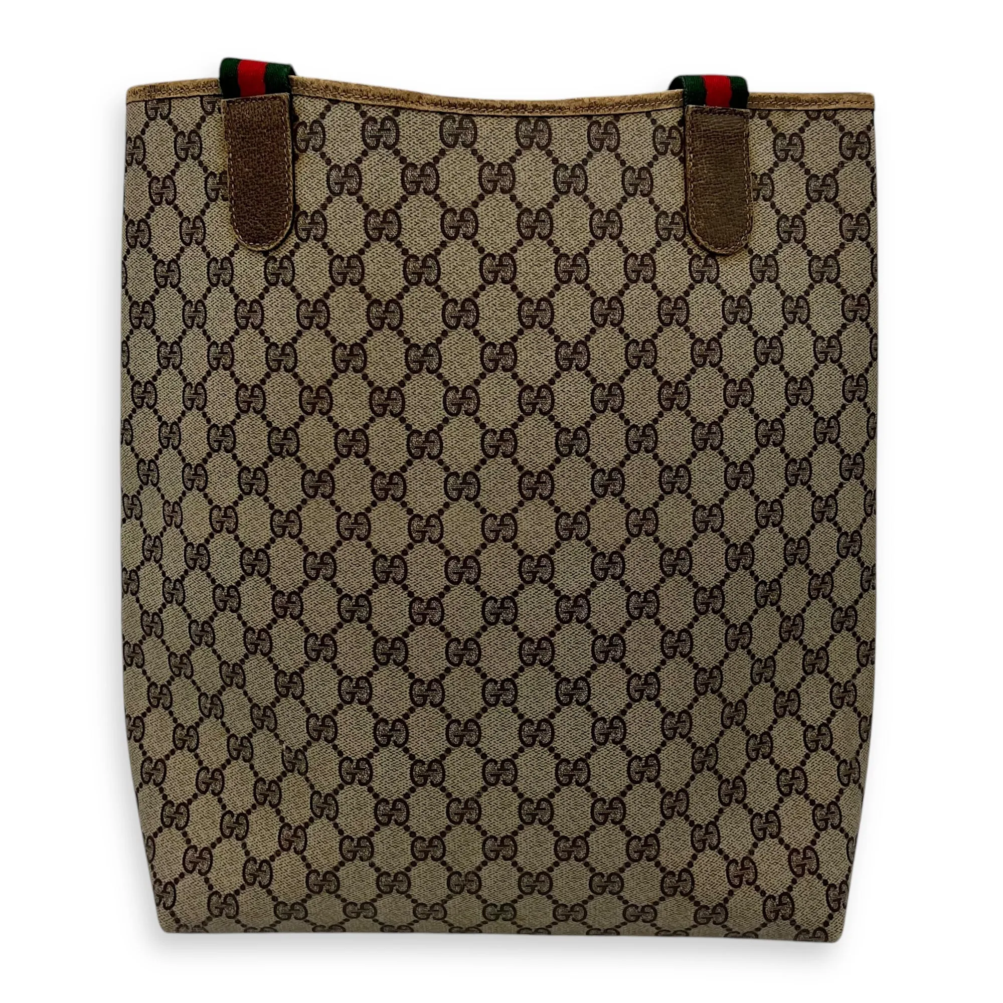 GG Tote Bag Grey in Coated Canvas, Gold hardware
