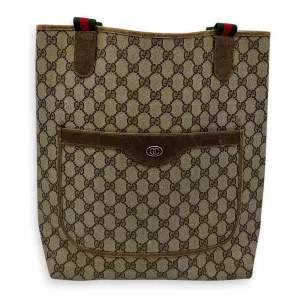 GG Tote Bag Grey in Coated Canvas, Gold hardware