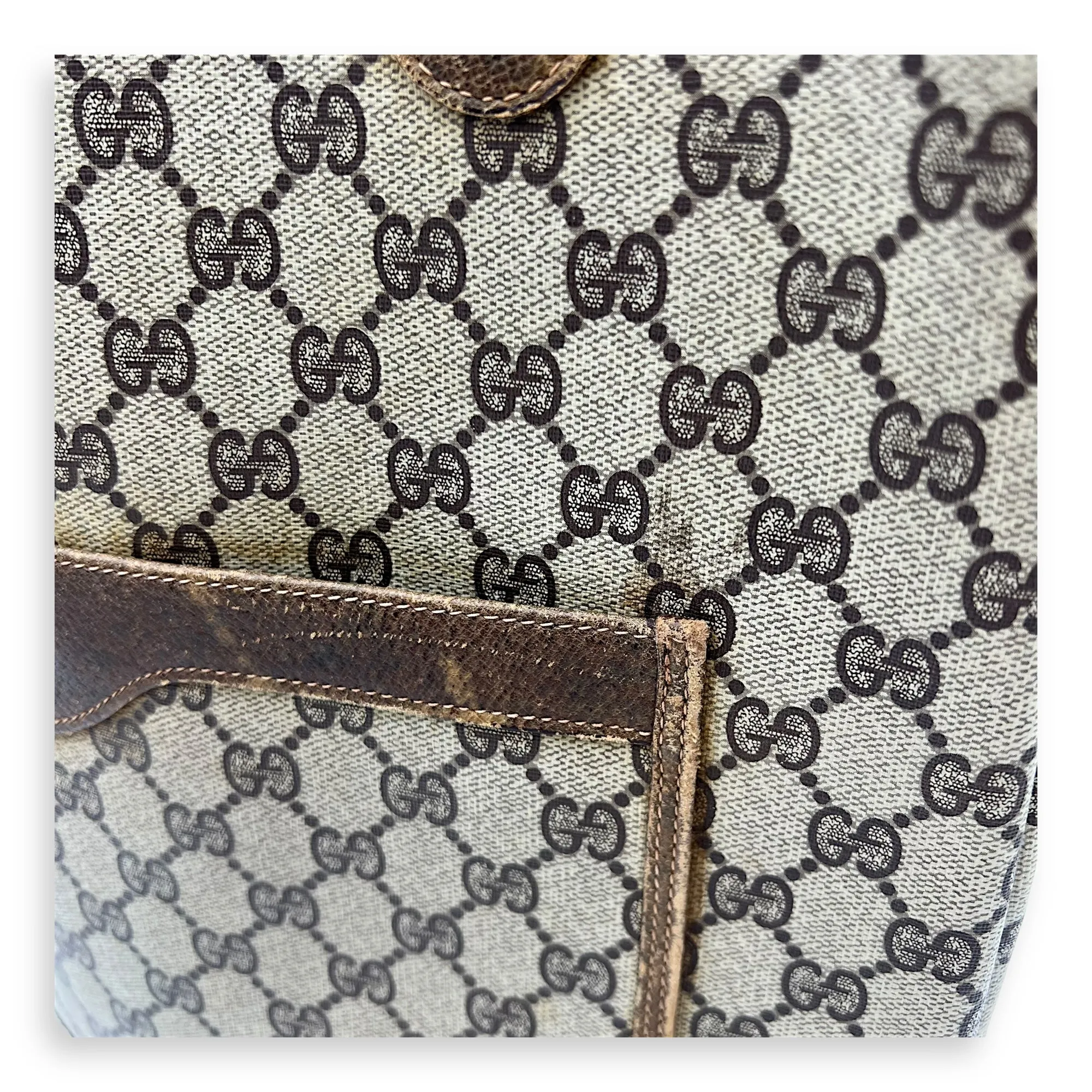 GG Tote Bag Grey in Coated Canvas, Gold hardware