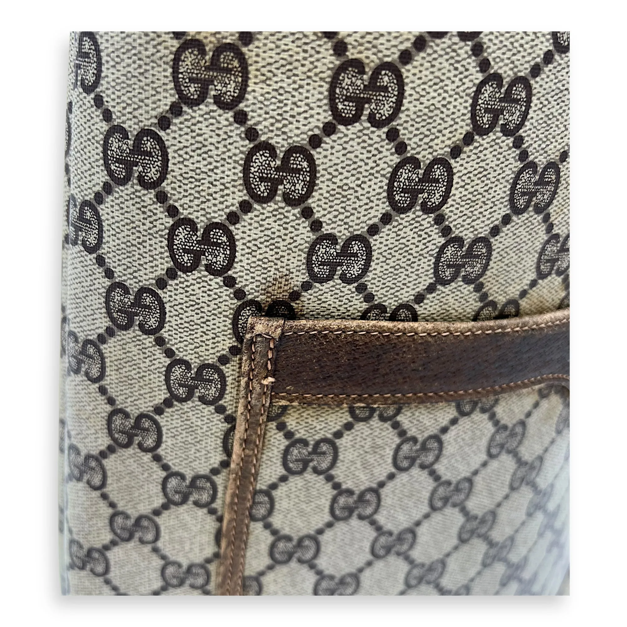 GG Tote Bag Grey in Coated Canvas, Gold hardware