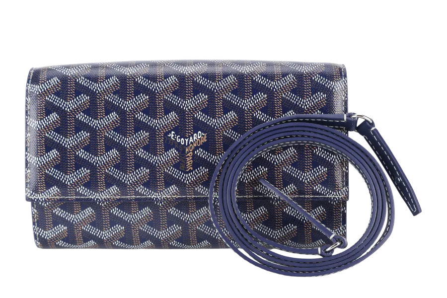 GOYARD POCHETTE VARENNE BLUE MARINE GOYARDINE WITH STRAPS NO DUST COVER