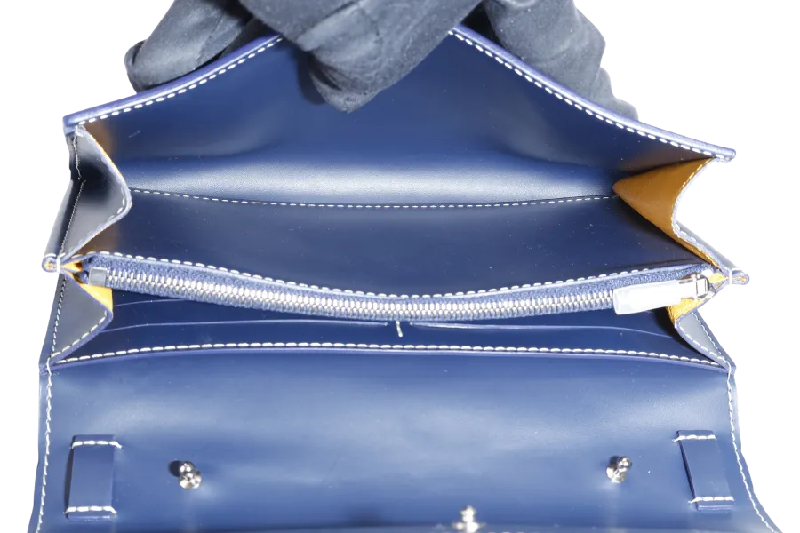 GOYARD POCHETTE VARENNE BLUE MARINE GOYARDINE WITH STRAPS NO DUST COVER