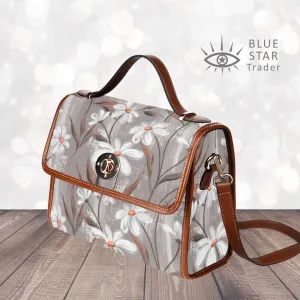 Gray Daisy Floral Cottagecore Crossbody Purse Satchel Hand Bag