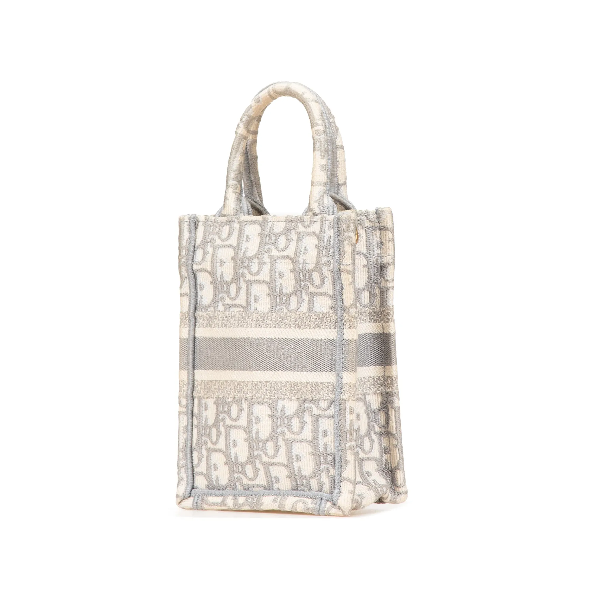 Gray Dior Mini Oblique Canvas Vertical Book Tote Satchel