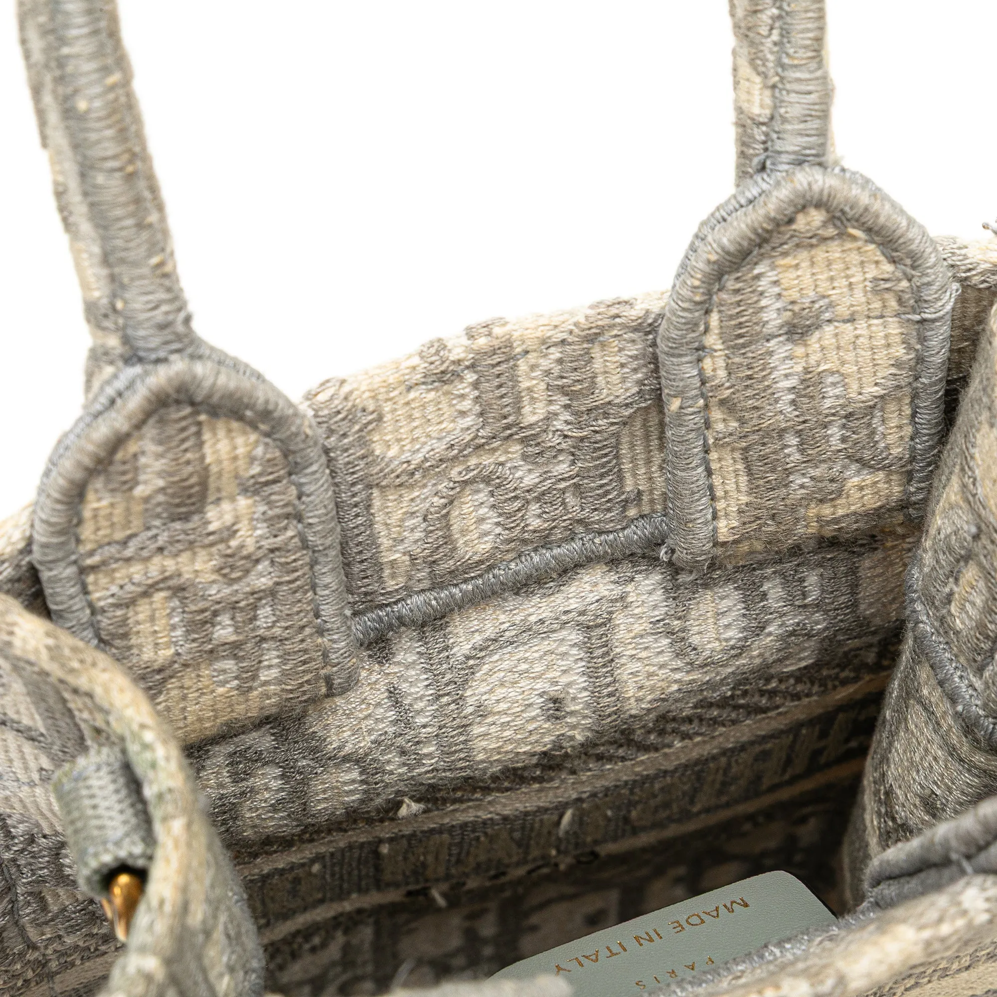 Gray Dior Mini Oblique Canvas Vertical Book Tote Satchel