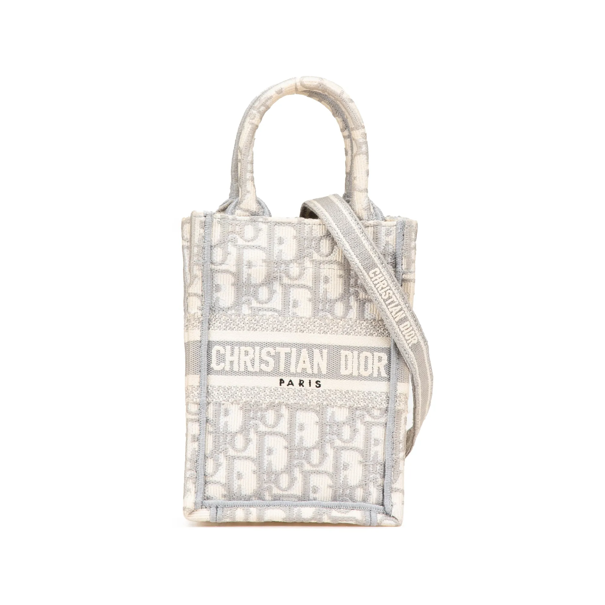 Gray Dior Mini Oblique Canvas Vertical Book Tote Satchel