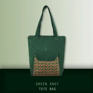 Green Knot Flap Tote Bag
