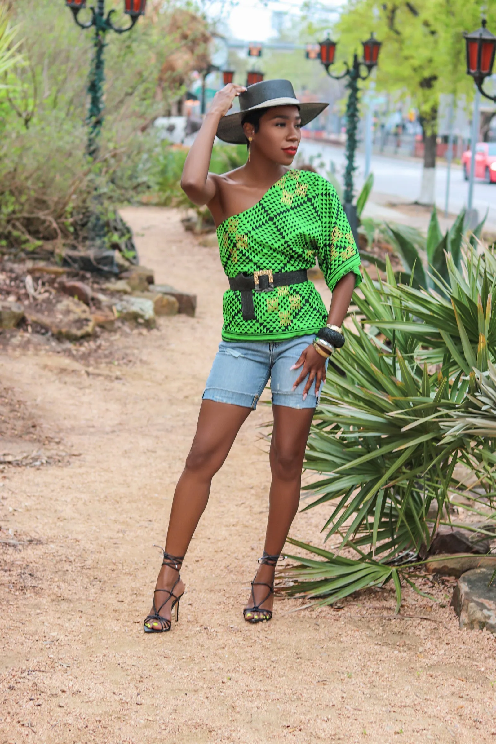 Green One Shoulder Blouse