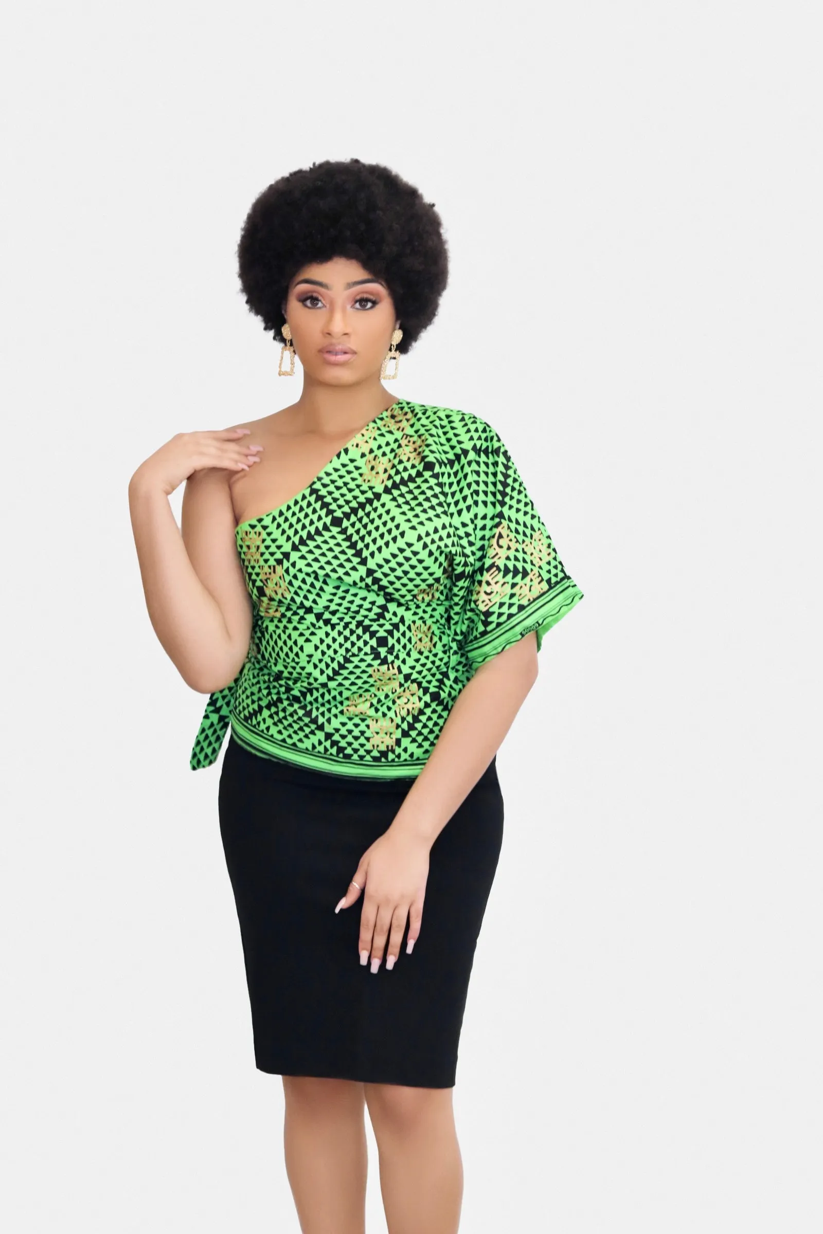 Green One Shoulder Blouse