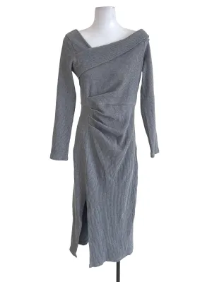 Grey Knit Off-Shoulder Dress