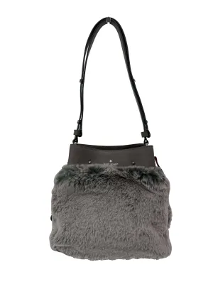 Grey Marti Faux Fur Bucket Bag