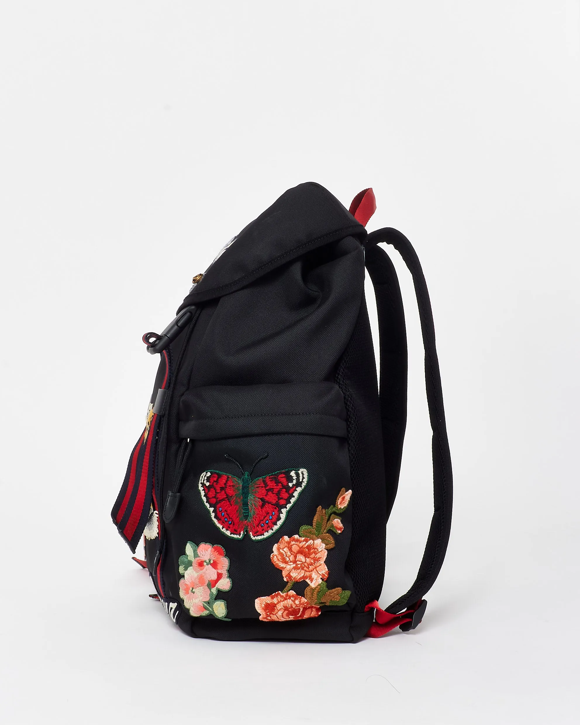 Gucci Black Canvas Embroidered Patch L'Aveugle Par Amour Buckle Backpack
