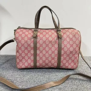 Gucci Boston Bag Pink Beige Canvas