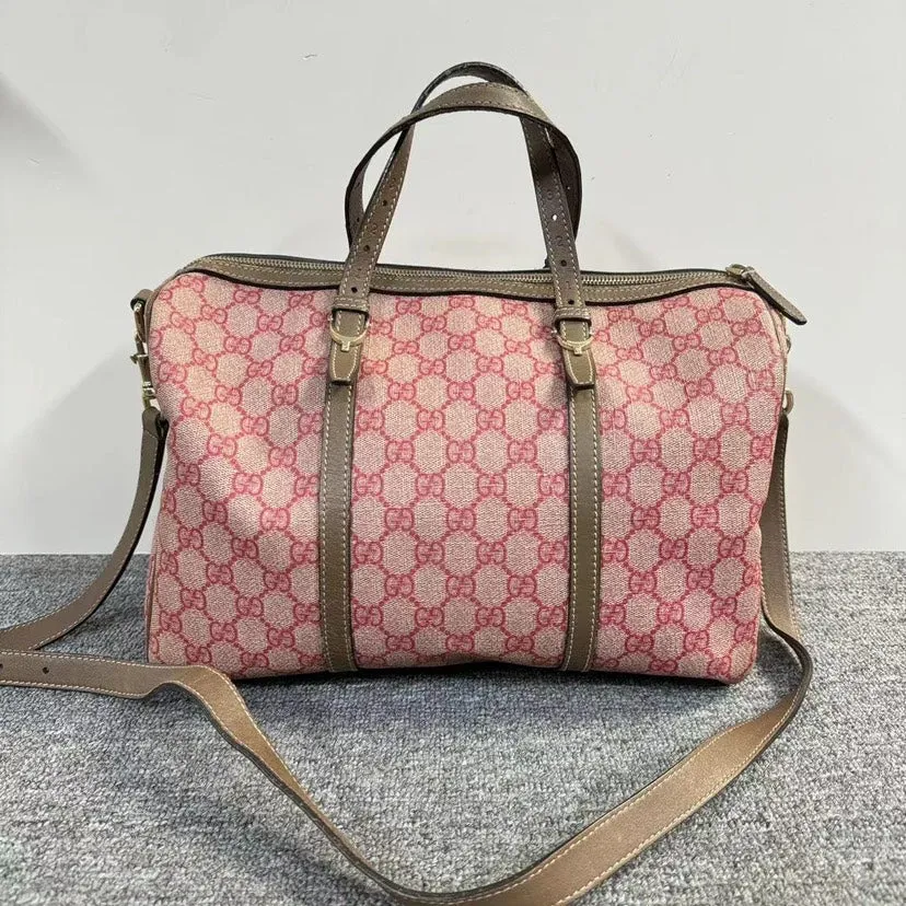 Gucci Boston Bag Pink Beige Canvas