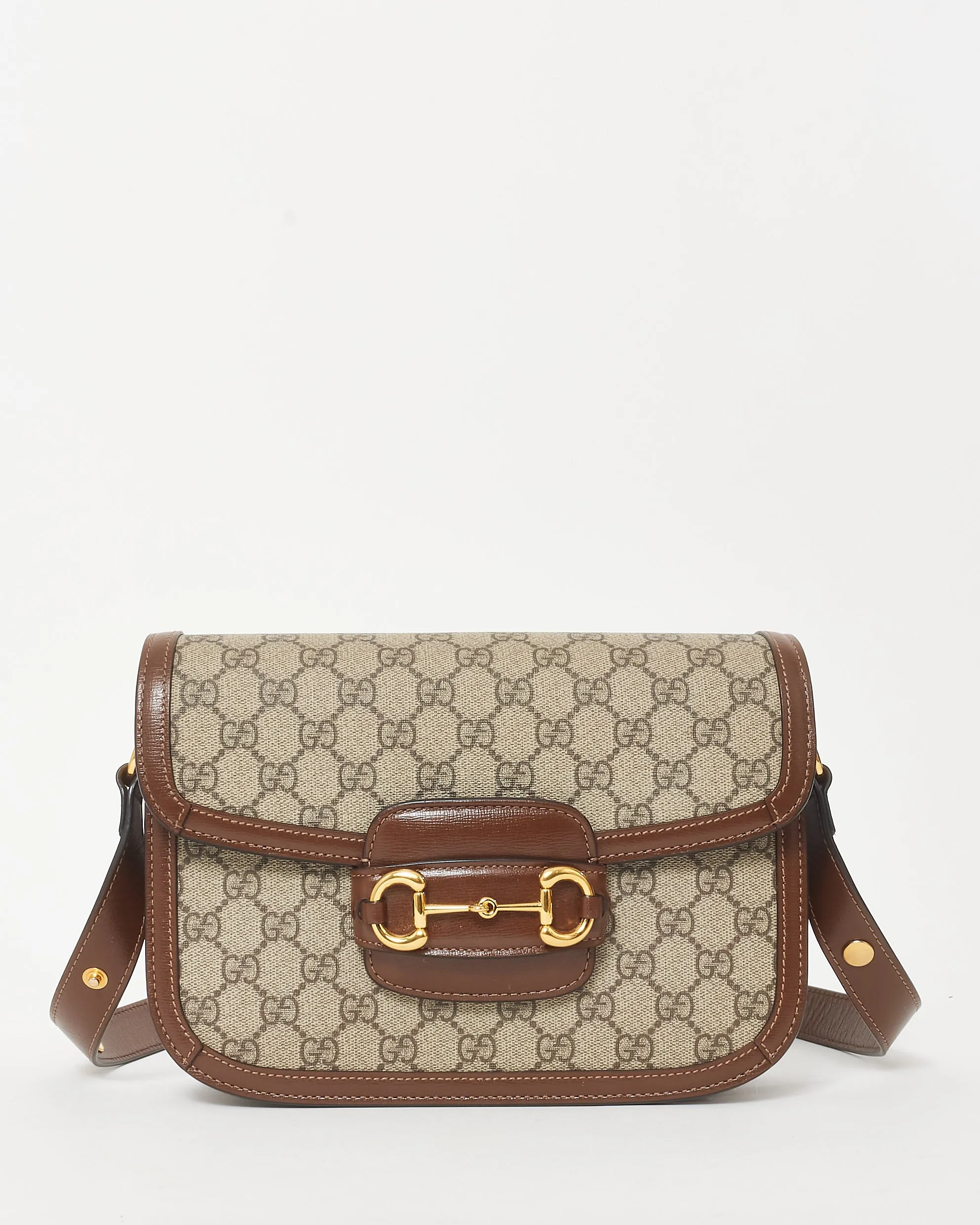Gucci Brown Monogram Coated Canvas & Leather Small 1955 Horsebit Bag