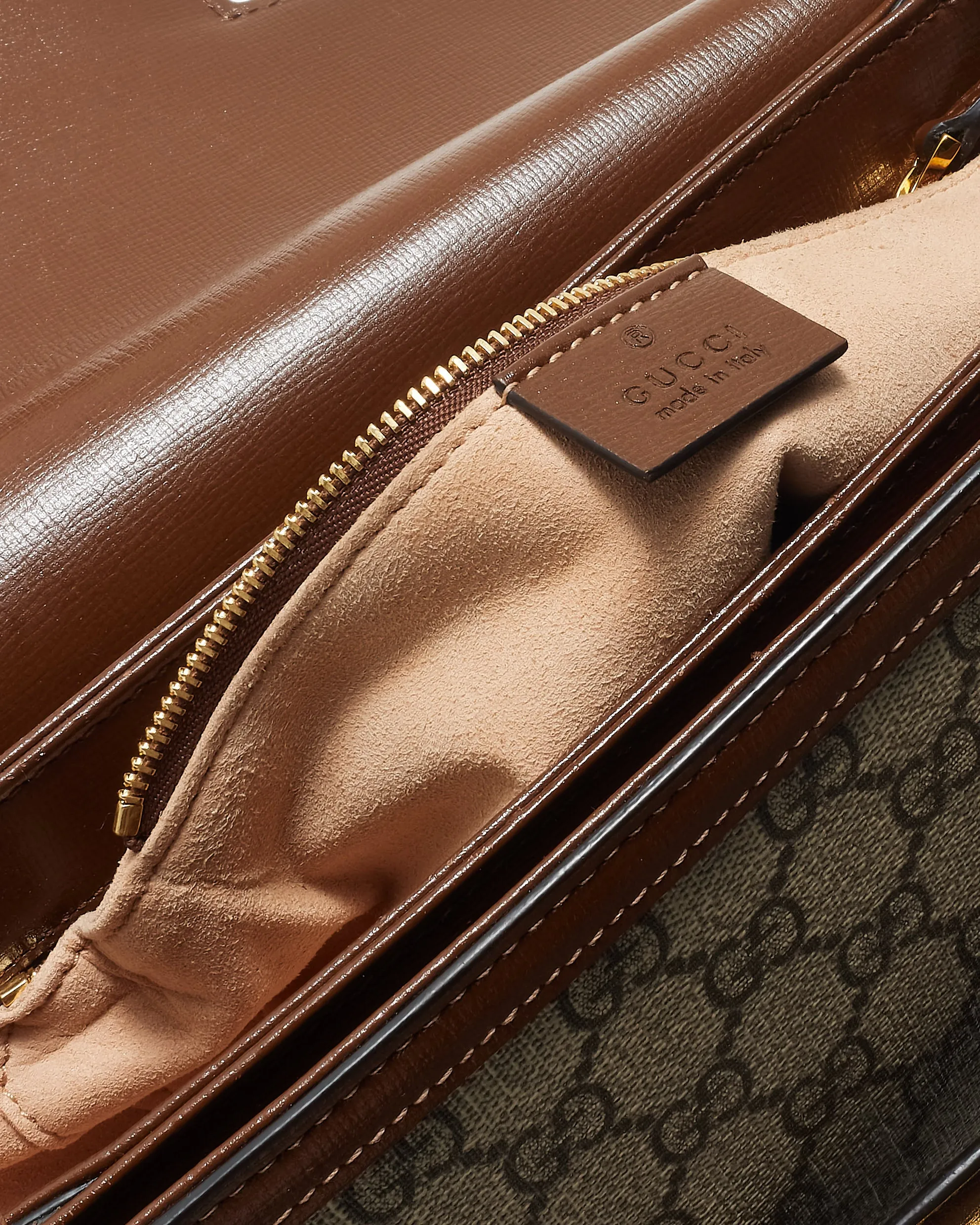 Gucci Brown Monogram Coated Canvas & Leather Small 1955 Horsebit Bag