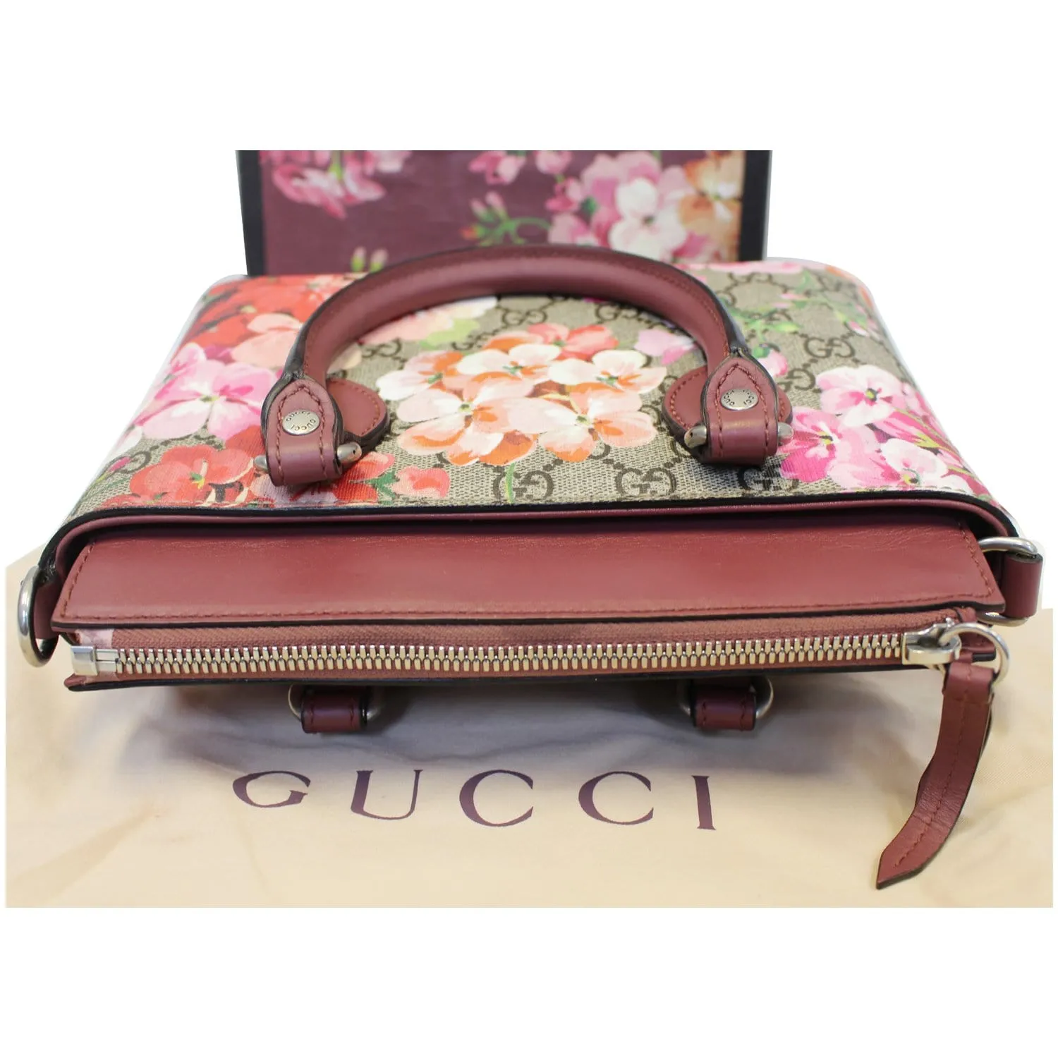 GUCCI GG Supreme Blooms Small Satchel Bag 453177 Raisin