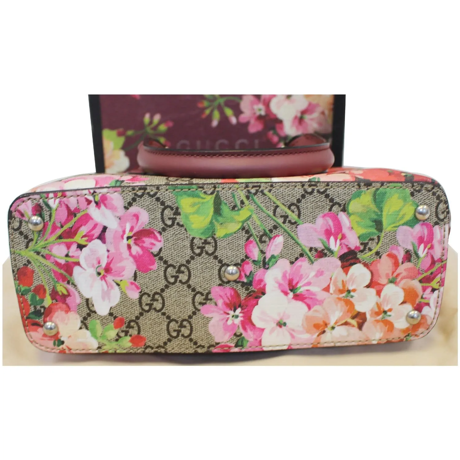 GUCCI GG Supreme Blooms Small Satchel Bag 453177 Raisin