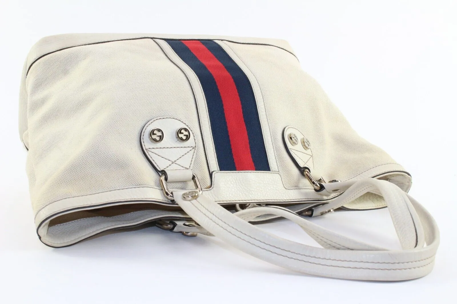 Gucci Navy Web Ivory Tote 2GK0104K