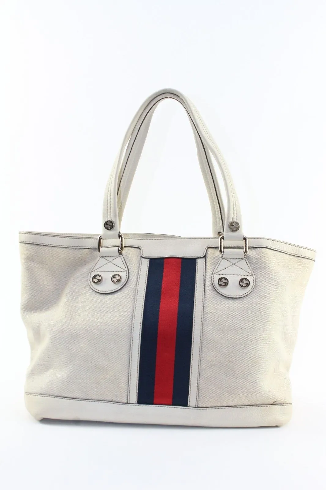 Gucci Navy Web Ivory Tote 2GK0104K
