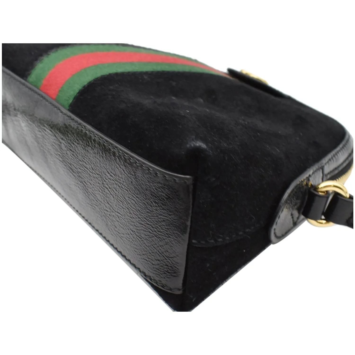 GUCCI Ophidia GG Small Suede Shoulder Bag Black 499621