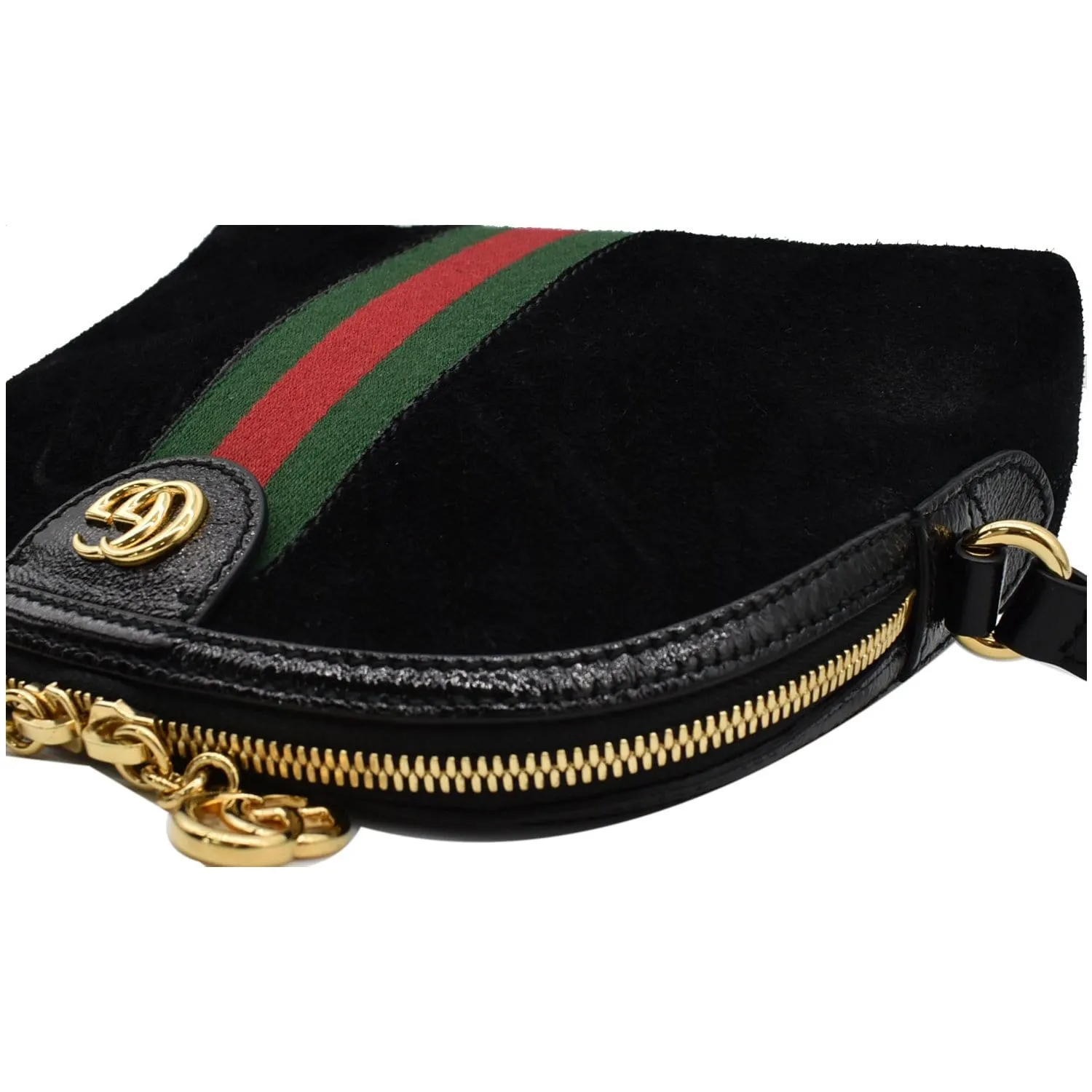 GUCCI Ophidia GG Small Suede Shoulder Bag Black 499621