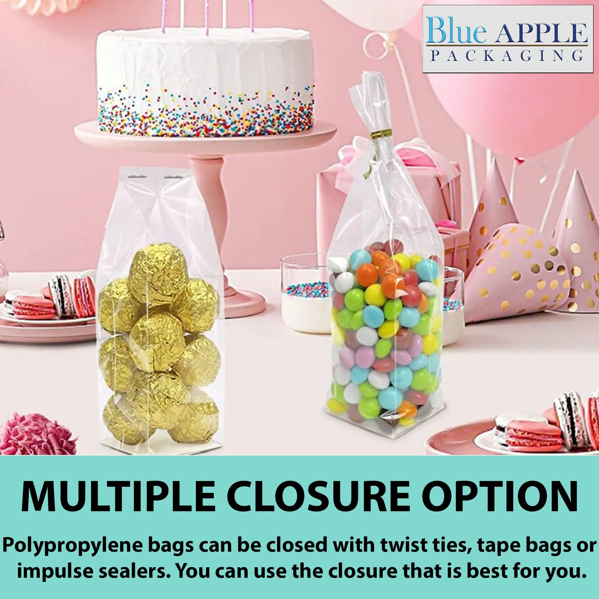 Gusseted Polypropylene Bags 1.5 Mil 4.5X1.25X7.5 inches Flat Open Top