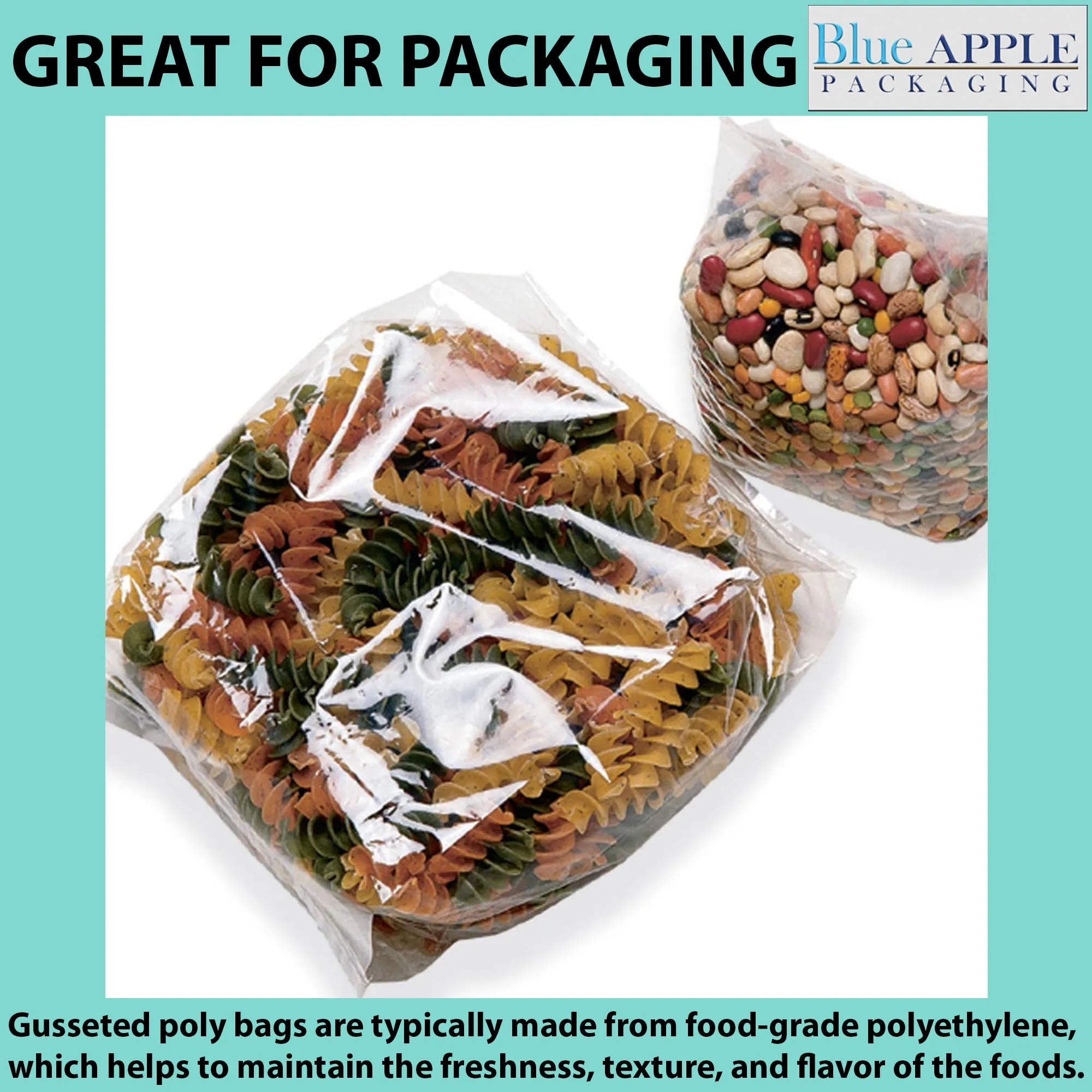 Gusseted Polypropylene Bags 1.5 Mil 4.5X1.25X7.5 inches Flat Open Top