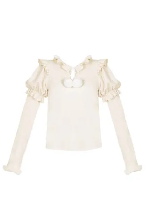 Hair Ball Tie Long Puff Sleeves Sweet Lolita Blouse 4 Colors