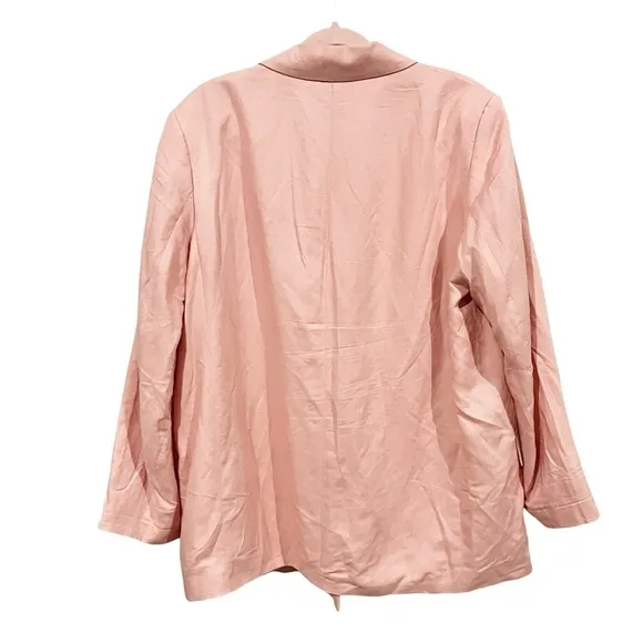 H&amp;M Linen Blend Double Breasted Blazer sz: L Pink Oversized Relaxed Fit Casual