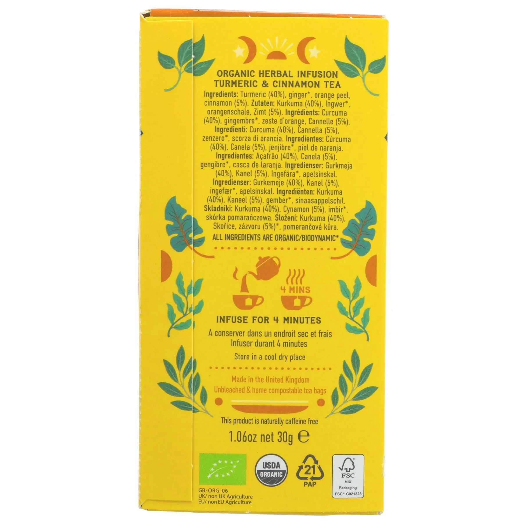 Hampstead Tea | Turmeric with Cinnamon - Turmeric, Ginger, Cinnamon | 20 bags