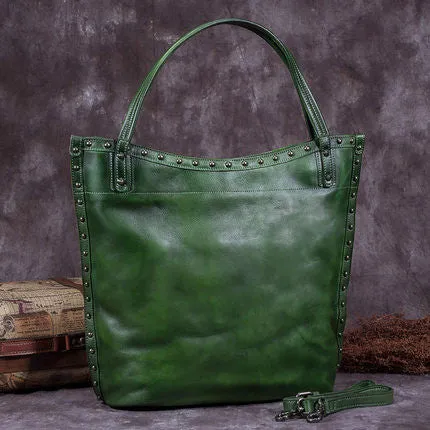 Handmade Full Grain Leather Women Tote Bag, Shopper Bag, Handbag A0050