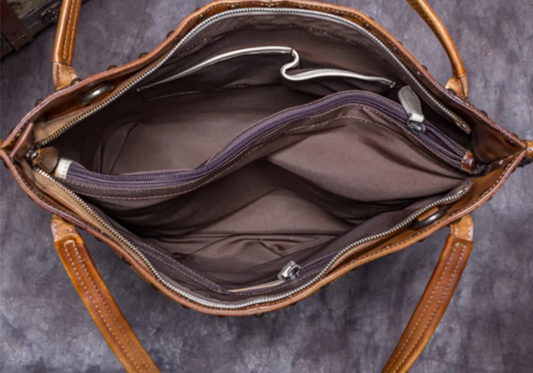 Handmade Full Grain Leather Women Tote Bag, Shopper Bag, Handbag A0050