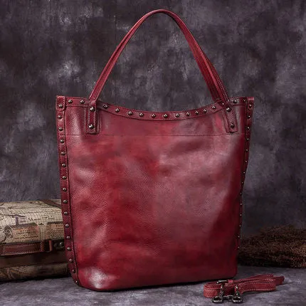 Handmade Full Grain Leather Women Tote Bag, Shopper Bag, Handbag A0050