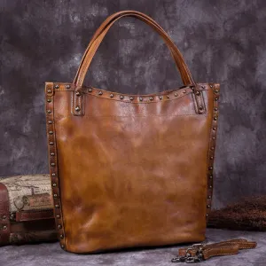 Handmade Full Grain Leather Women Tote Bag, Shopper Bag, Handbag A0050