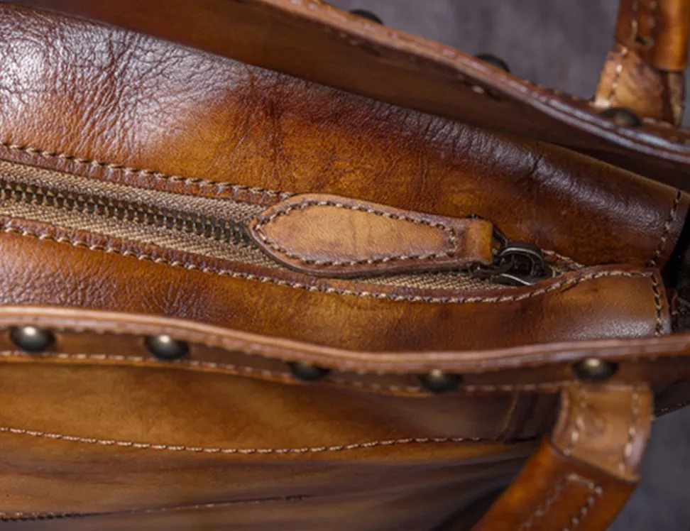 Handmade Full Grain Leather Women Tote Bag, Shopper Bag, Handbag A0050