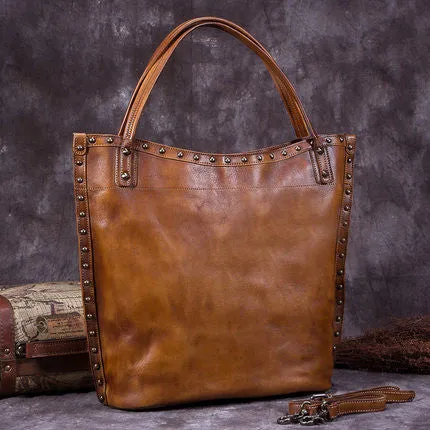 Handmade Full Grain Leather Women Tote Bag, Shopper Bag, Handbag A0050