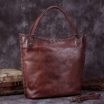 Handmade Full Grain Leather Women Tote Bag, Shopper Bag, Handbag A0050