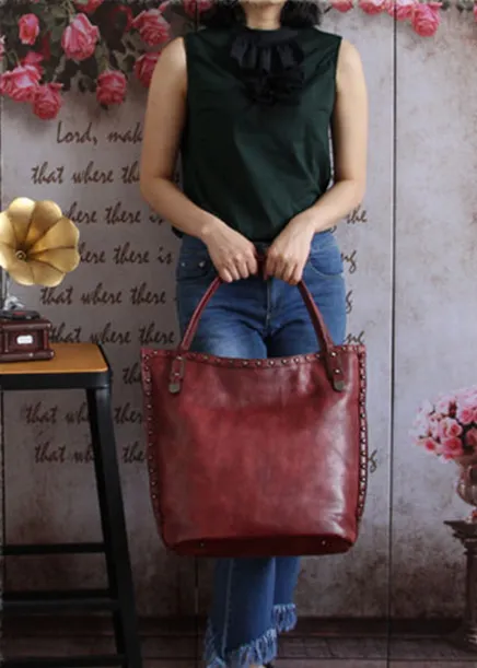 Handmade Full Grain Leather Women Tote Bag, Shopper Bag, Handbag A0050