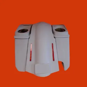 Harley Davidson 5" Heritage Softail Extended Saddlebags Dual 6 x 9 Speaker Lids   LED Fender Right Cutout