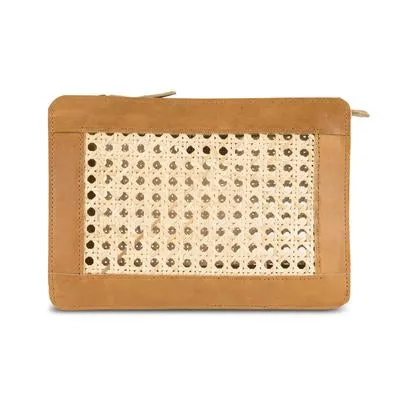Heather Rattan and Leather Clutch