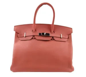 Hermes Birkin 35 in Crevette Clemence Leather: A Statement of Elegance