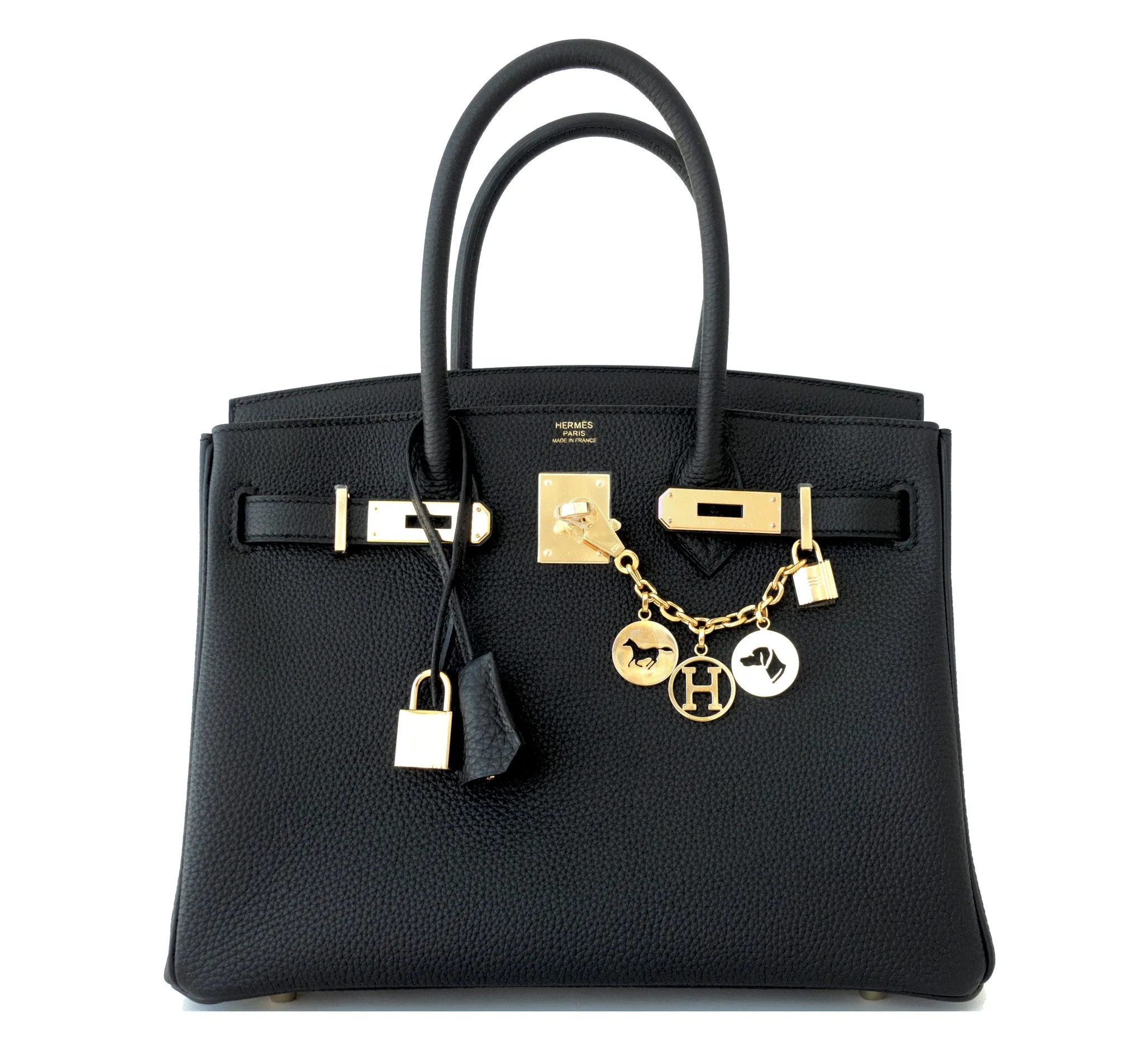 Hermes Black 30cm Birkin Togo Gold Hardware