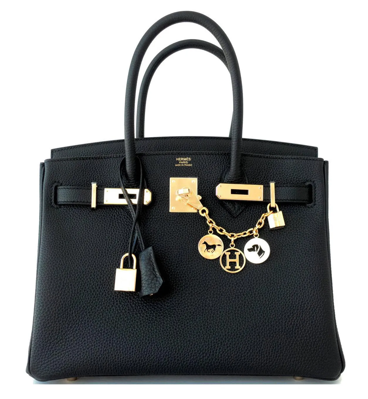 Hermes Black 30cm Birkin Togo Gold Hardware