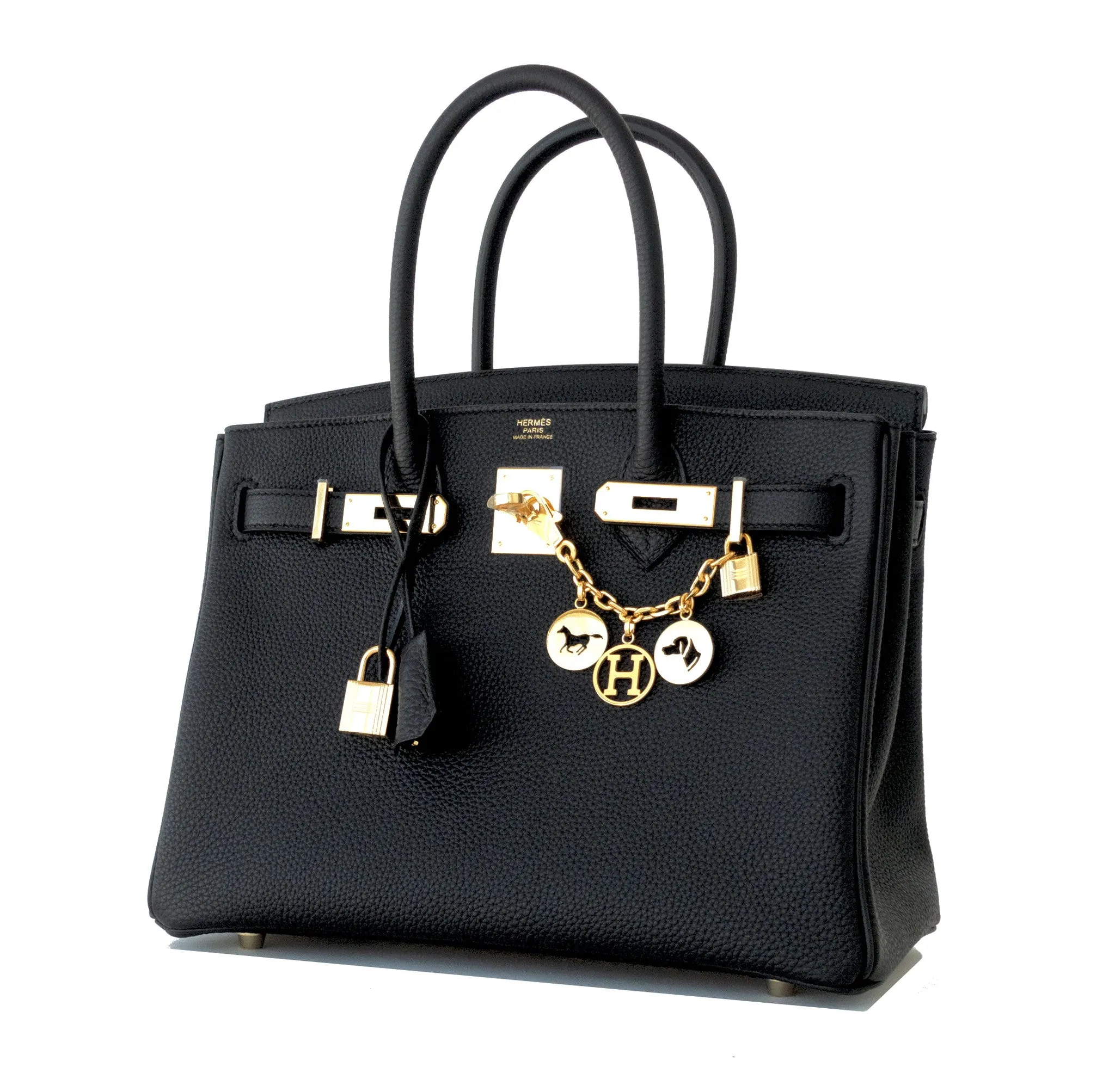 Hermes Black 30cm Birkin Togo Gold Hardware