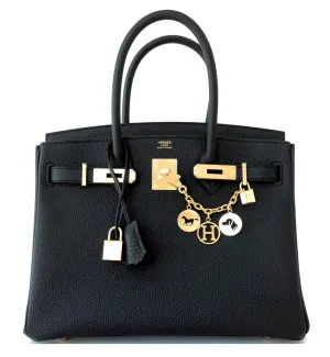 Hermes Black 30cm Birkin Togo Gold Hardware