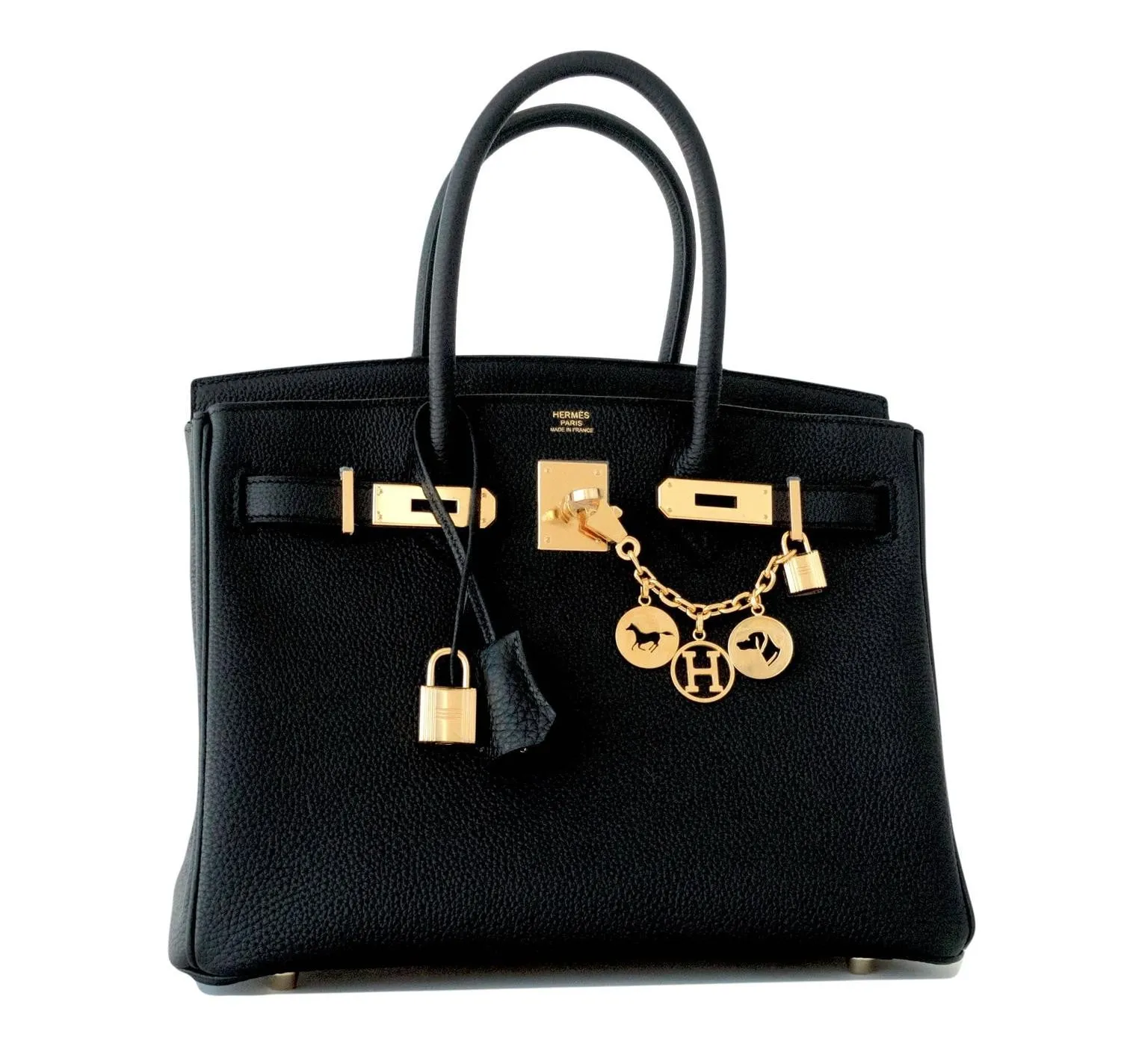 Hermes Black 30cm Birkin Togo Gold Hardware