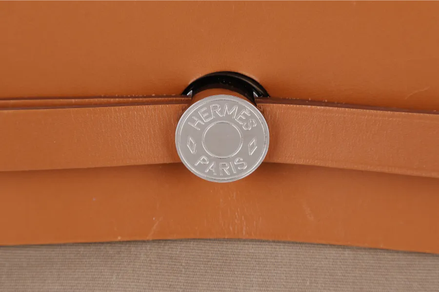 HERMES HERBAG 39 BROWN CANVAS RHW STAMP C (2018) WITH DUST COVER