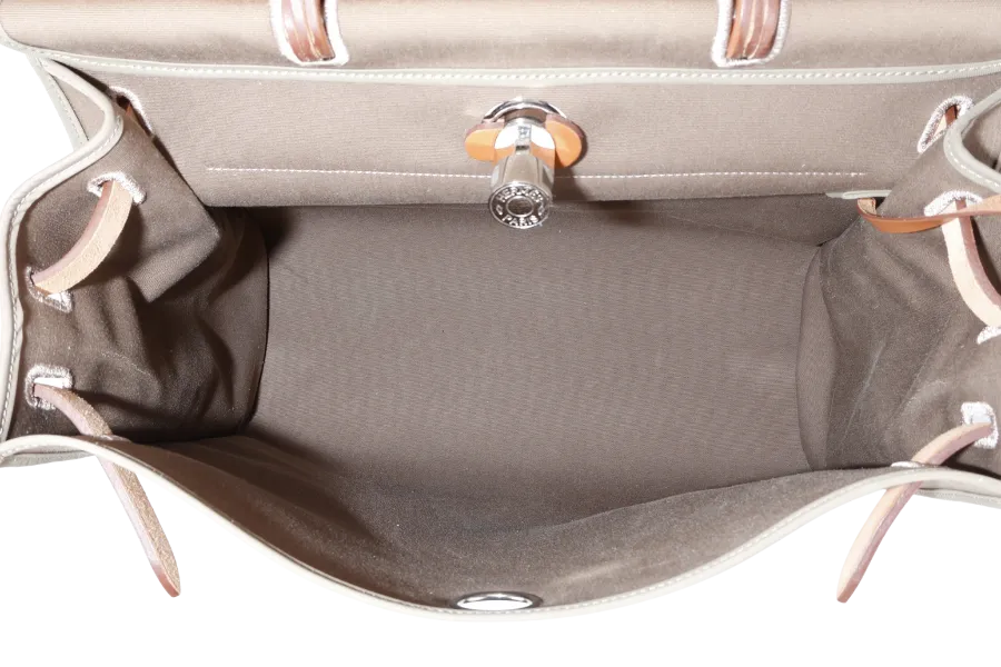 HERMES HERBAG 39 BROWN CANVAS RHW STAMP C (2018) WITH DUST COVER